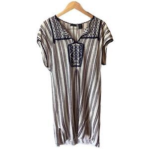 Linen/Silk Moda International Embroidered Bohemian￼ Midi Dress￼